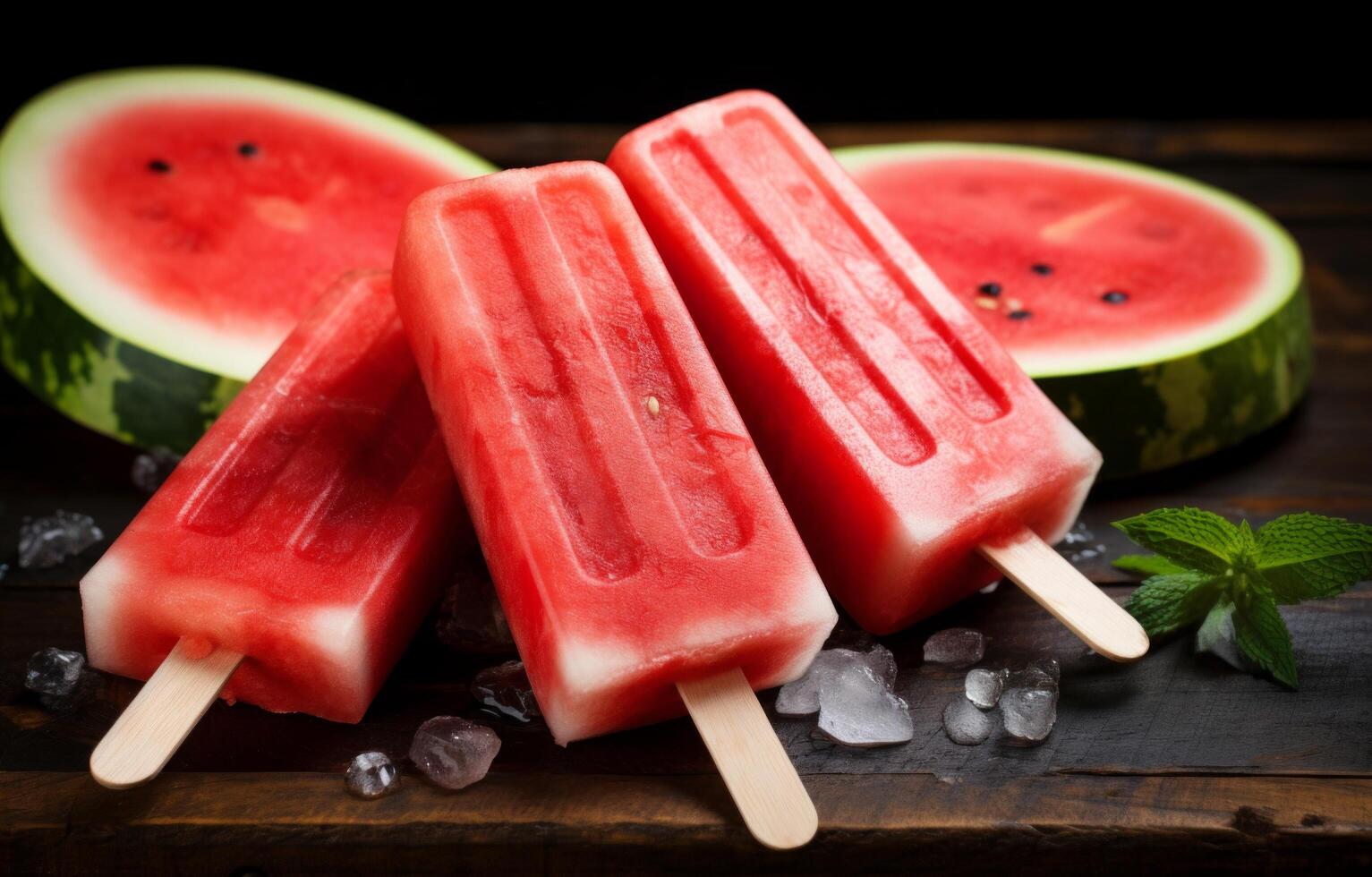 AI generated watermelon popsicles photo