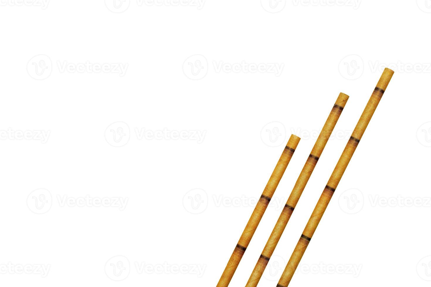 Three yellow bamboo look cardboard tubes for drinks photo