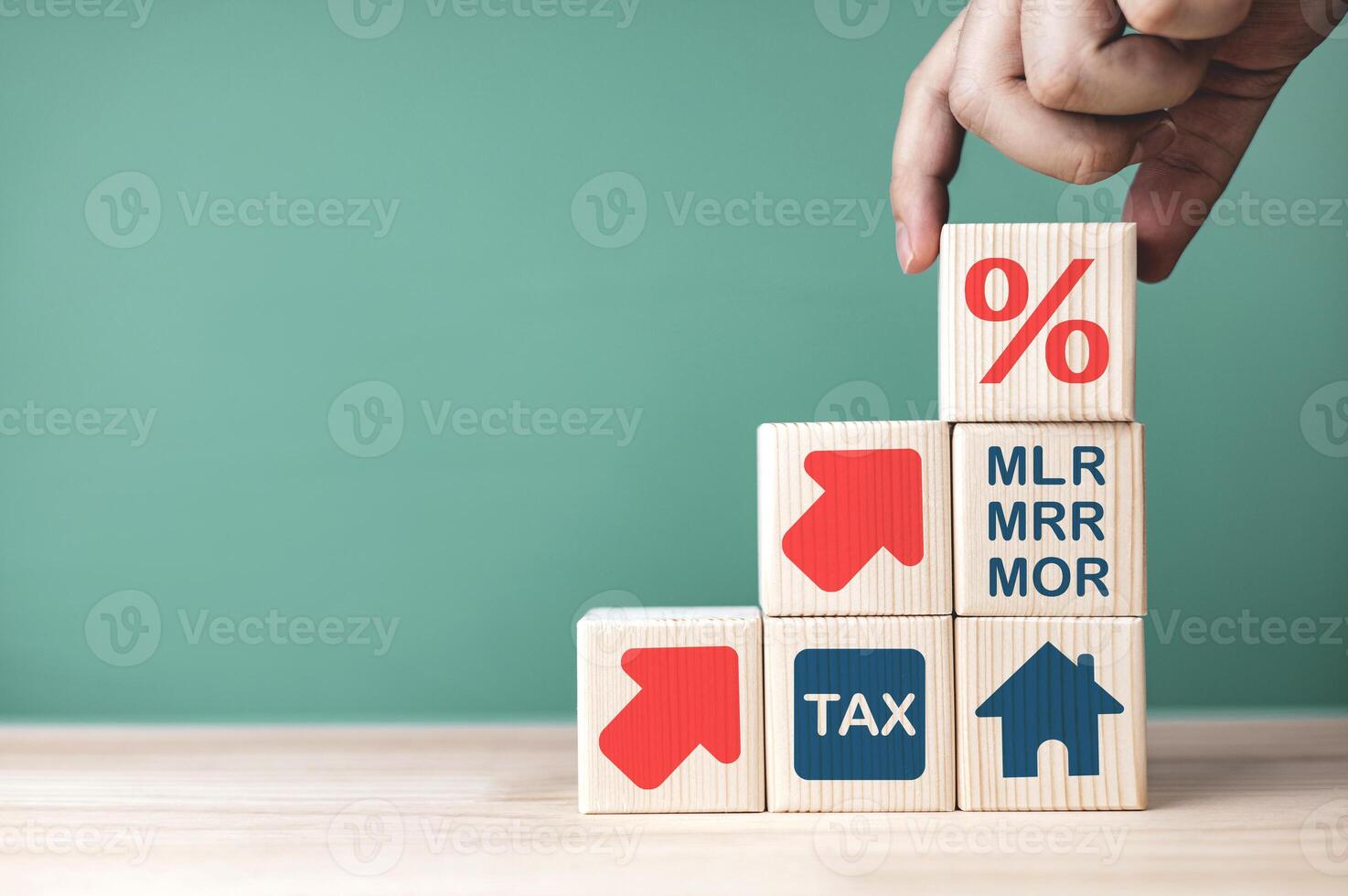 Increase in percentage of Minimum Loan Rate MLR, Minimum Retail Rate MRR, and Minimum Overdraft Rate MOR of Real Estate. Tax and mortgage interest payments changed rate by Bank policy photo