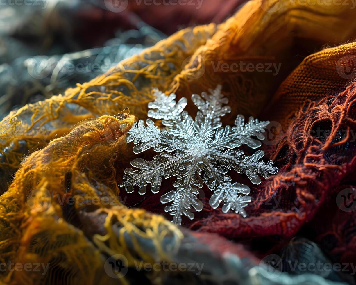 AI generated a close up of a snowflake on a scarf photo