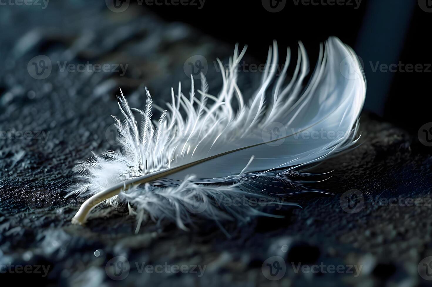 AI generated a close up of a white feather on a surface photo