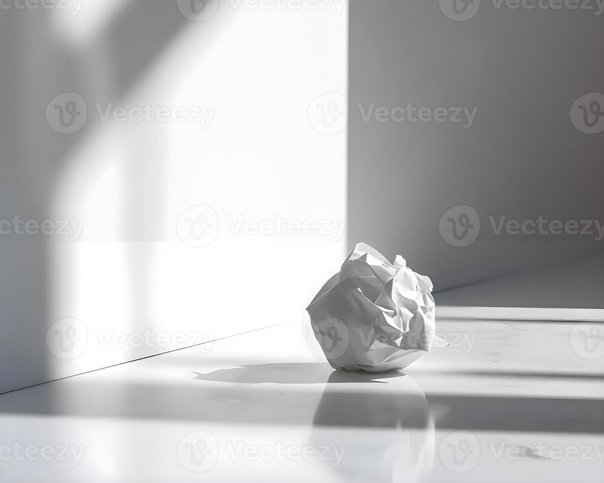 AI generated a paper ball sitting on top of a white floor photo
