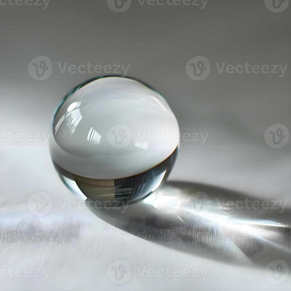 AI generated a glass ball sitting on top of a white sheet photo