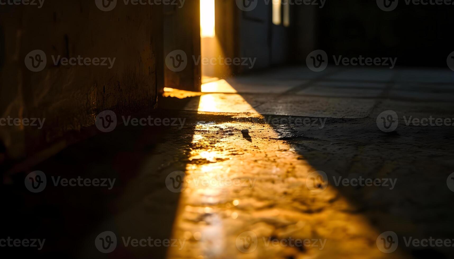 AI generated a shadow of a door on a tiled floor photo