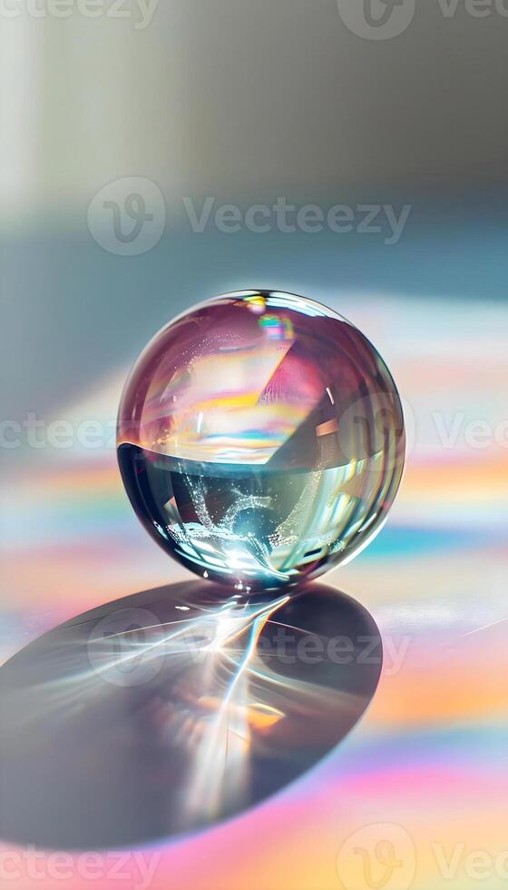 AI generated a glass ball sitting on top of a table photo