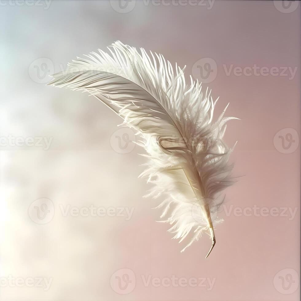 AI generated a white feather floating in the air photo