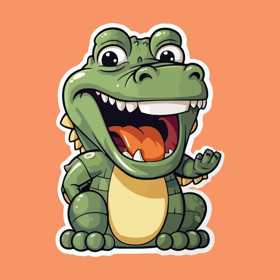 AI generated Crocodile cartoon sticker template vector design