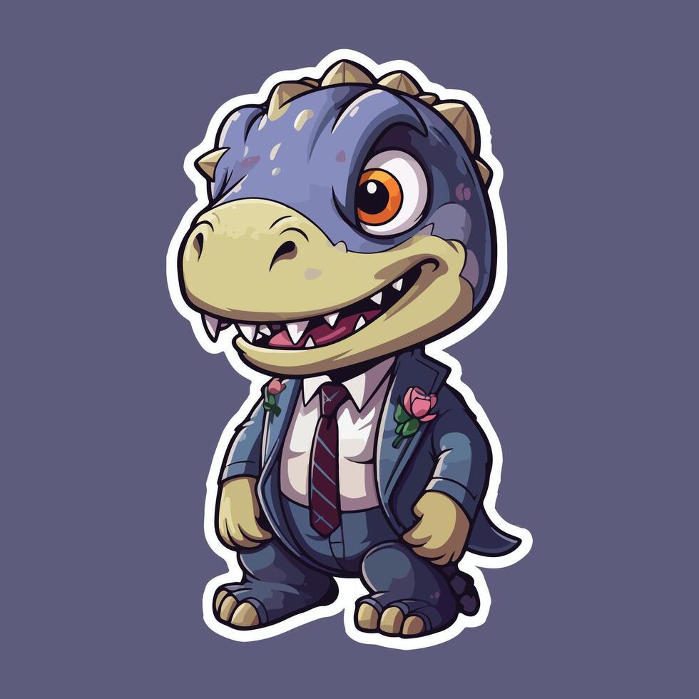 AI generated Dinosaur happy sticker vector design