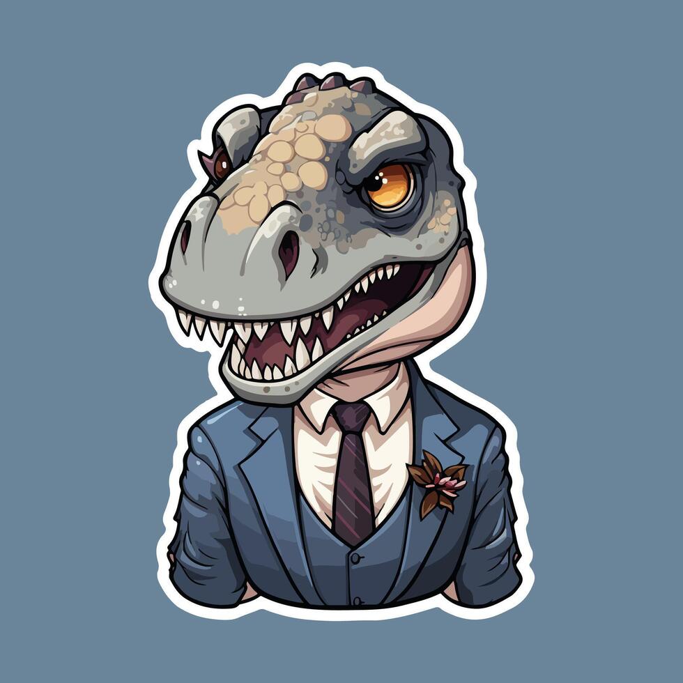AI generated Dinosaur happy sticker vector design