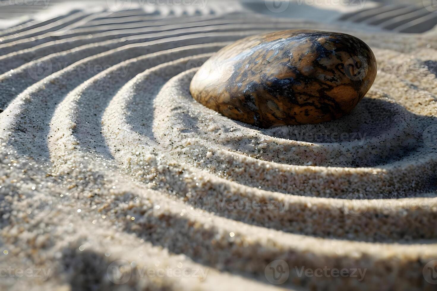 AI generated a rock sitting on top of a sandy area photo