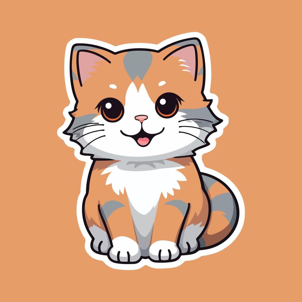 AI generated A happy cat sticker vector design