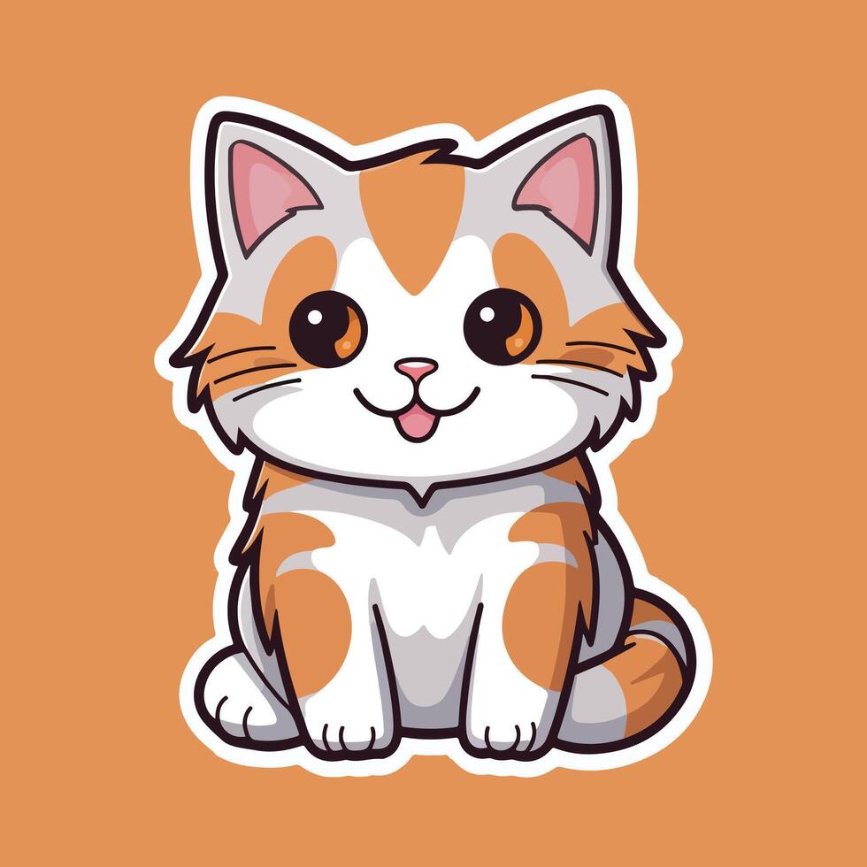 AI generated A happy cat sticker vector design