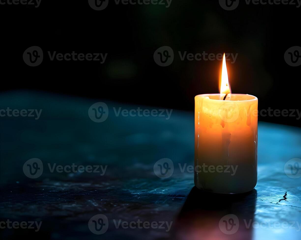 AI generated a lit candle sitting on top of a table photo