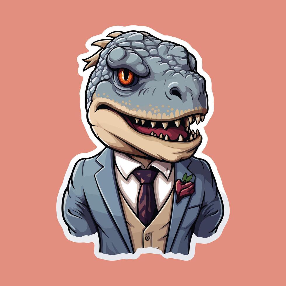 AI generated Dinosaur happy sticker vector design