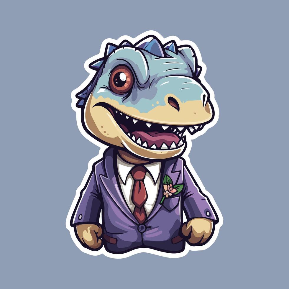 AI generated Dinosaur happy sticker vector design