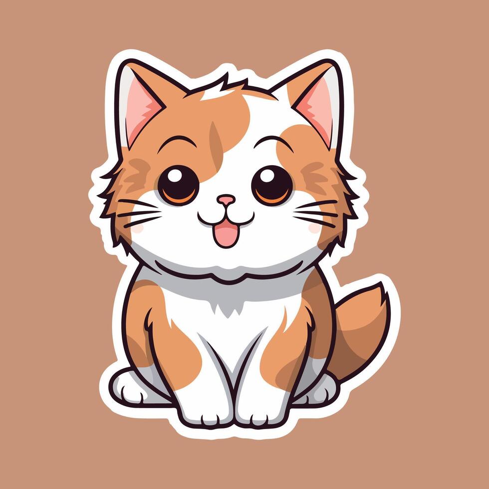 ai generado un contento gato pegatina vector diseño