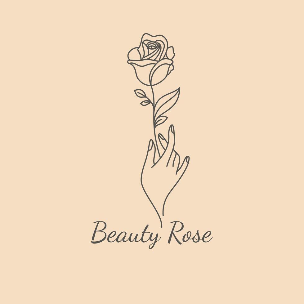 belleza Rosa logo icono vector modelo el logo de un Rosa con un hermosa mano mira muy elegante