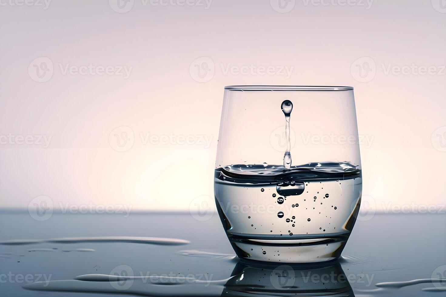 AI generated a glass filled with water on top of a table photo
