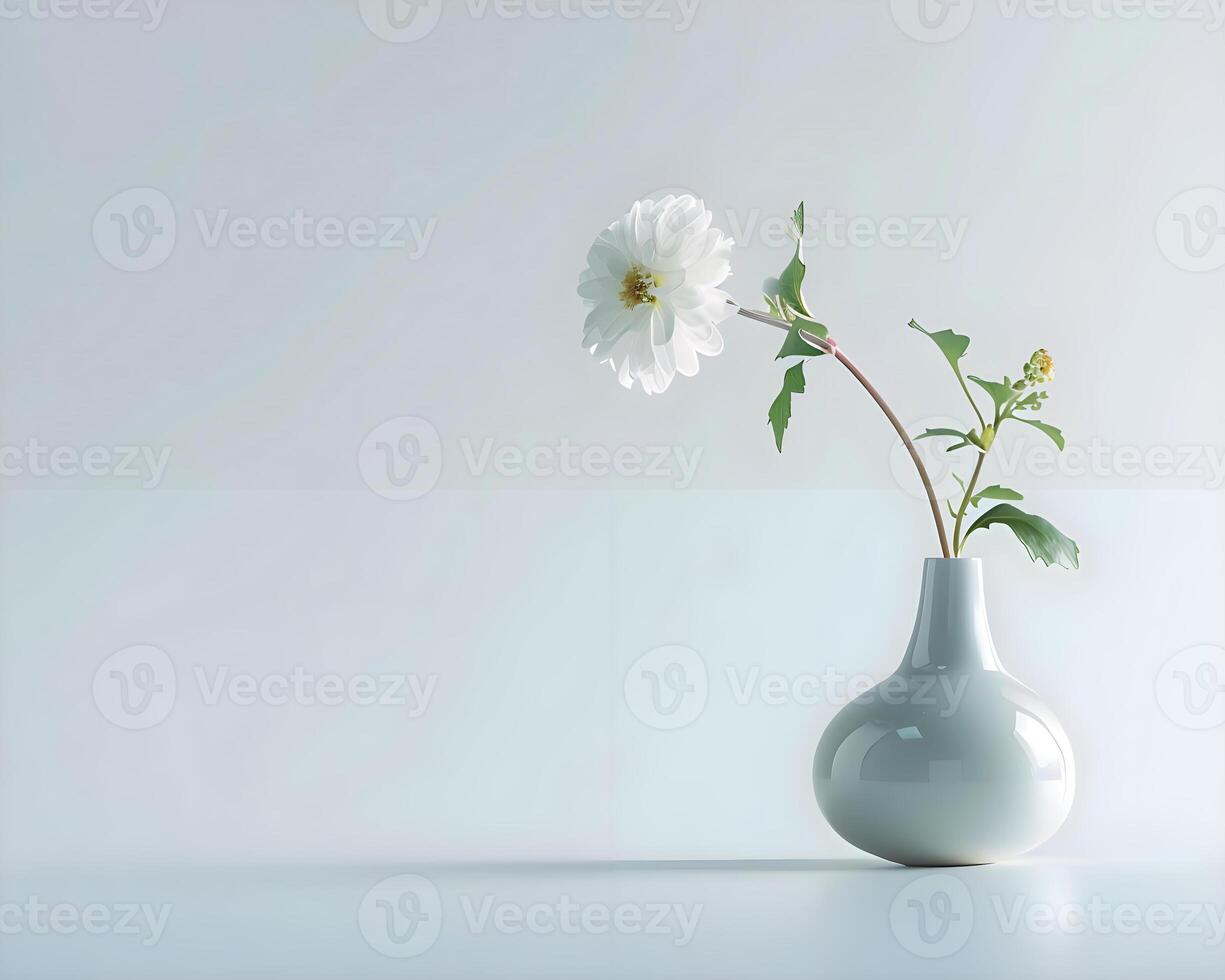 AI generated a white vase with a single white flower in it photo