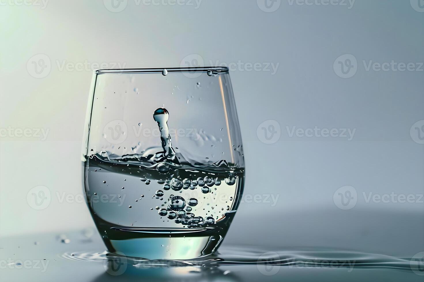 AI generated a glass filled with water on top of a table photo