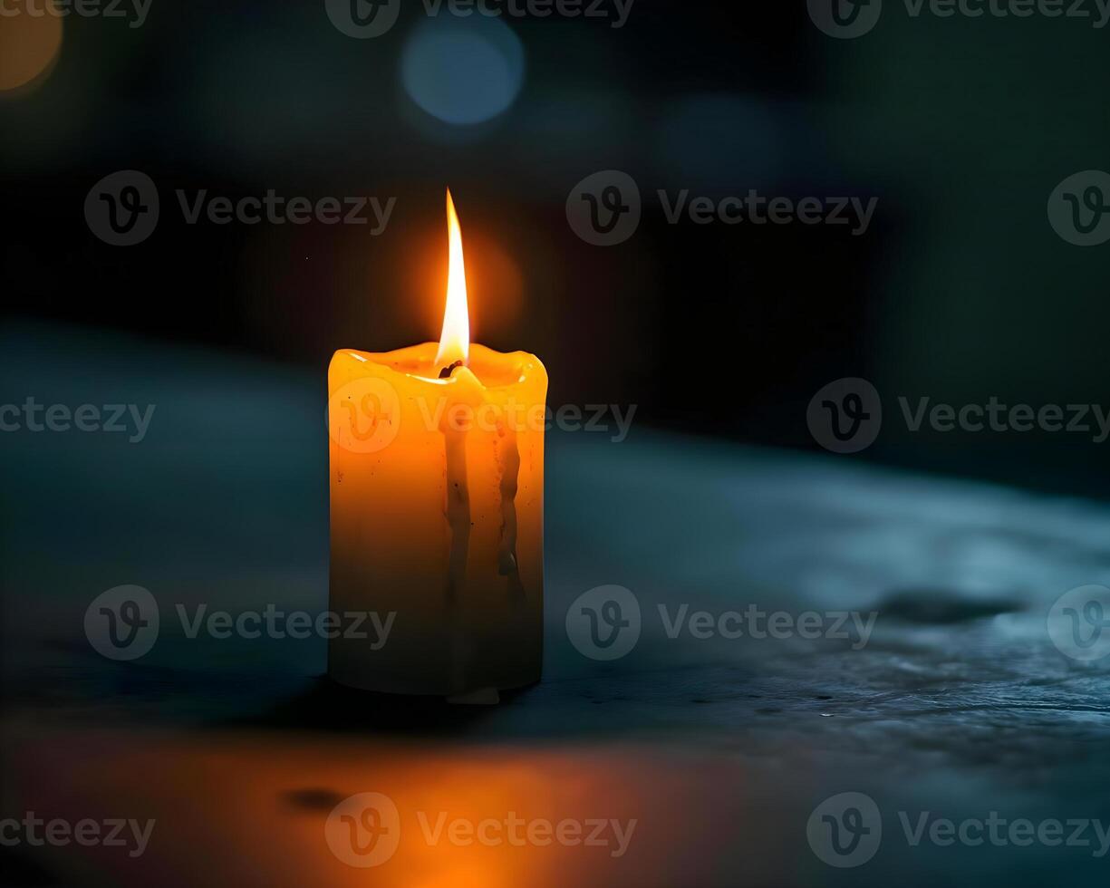 AI generated a lit candle sitting on top of a table photo