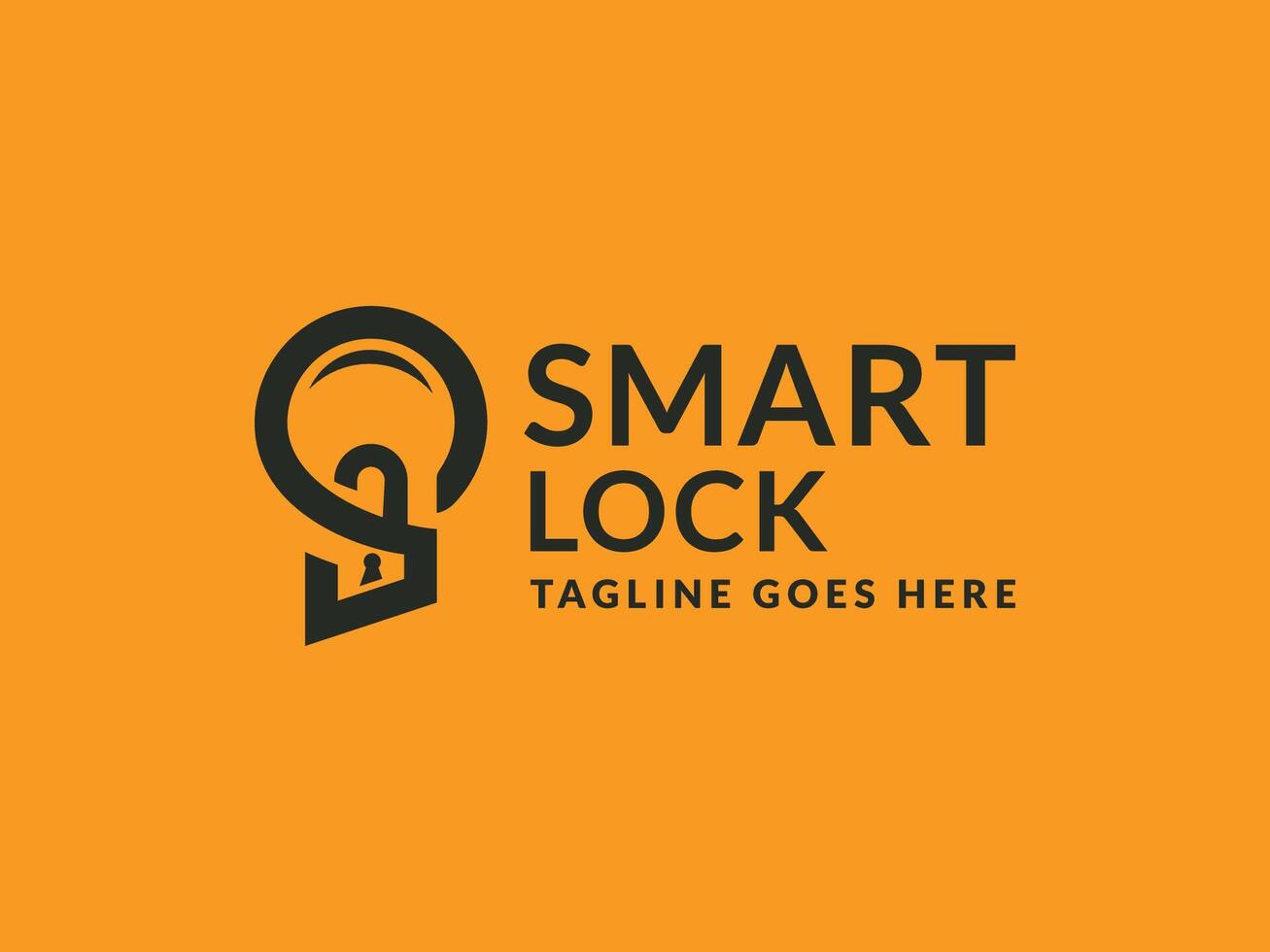 Smart lock icon vector template. Simple padlock logo design and light bulb as a smart lock symbol.