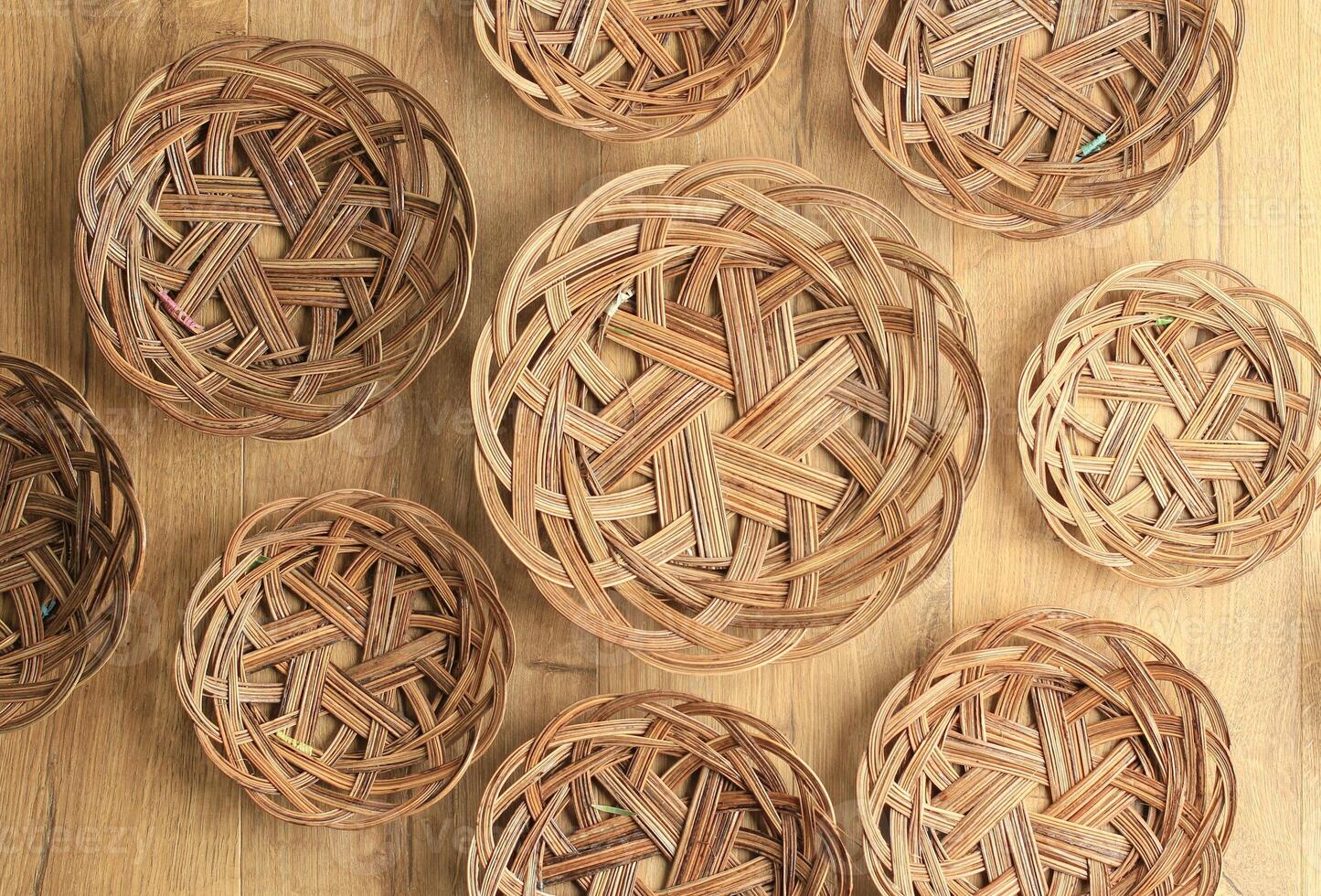 Piring Lidi, Natural Woven Plate made from Palm Leaf Bone photo