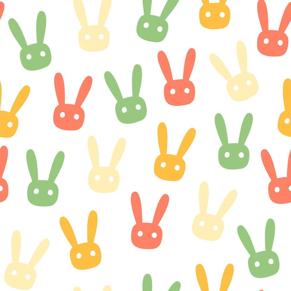 Easter Bunny Seamless Pattern with Orange, Green and Yellow Colors. Abstract art print. Design for paper, covers, cards, fabrics, interior items and any. Vector illustration about Easter Day.
