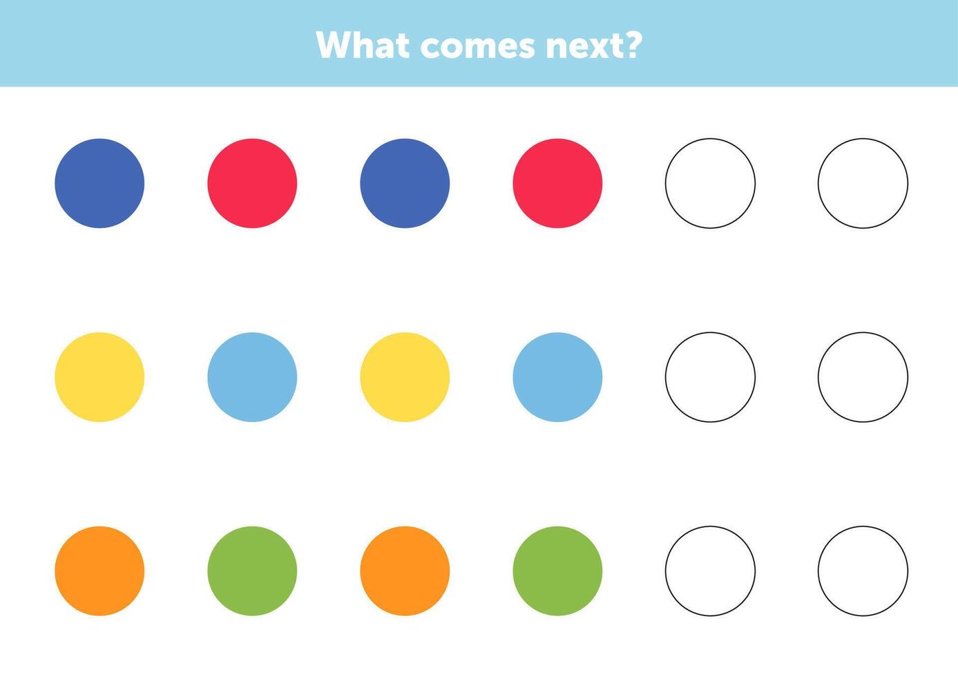 What comes next figures. Educational logical game for kids. Complete the sequence. Educational logical game for kids. vector