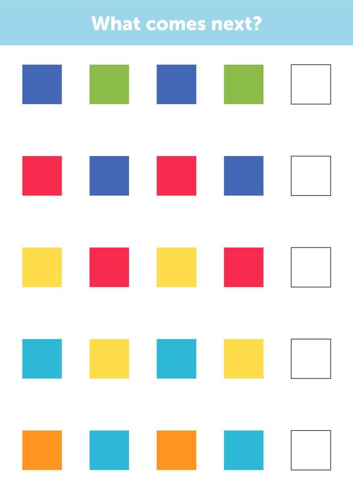 What comes next figures. Educational logical game for kids. Complete the sequence. Activity page for children. vector