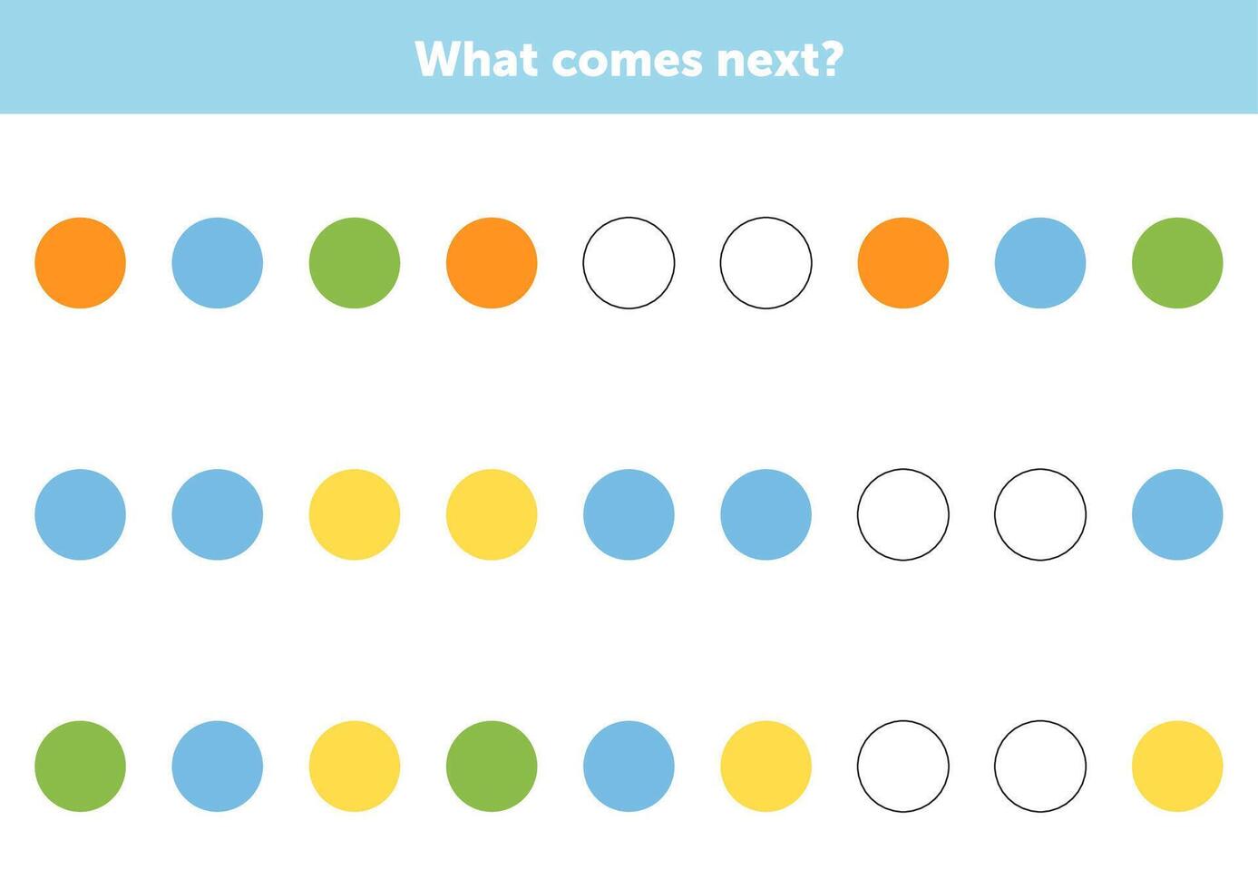 What comes next figures. Educational logical game for kids. Complete the sequence. Educational logical game for kids. vector