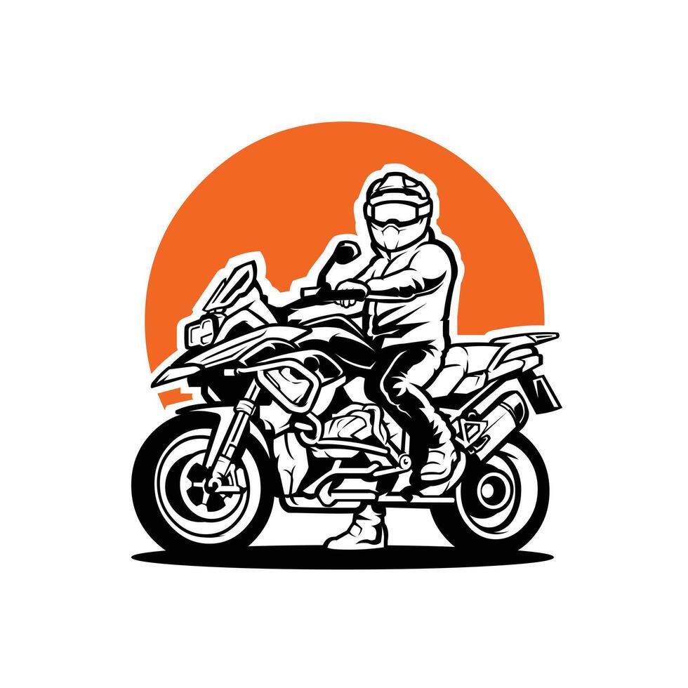 Sihouette of motorbike adventure vector art illustration isolated. Best for automotive motor related industry