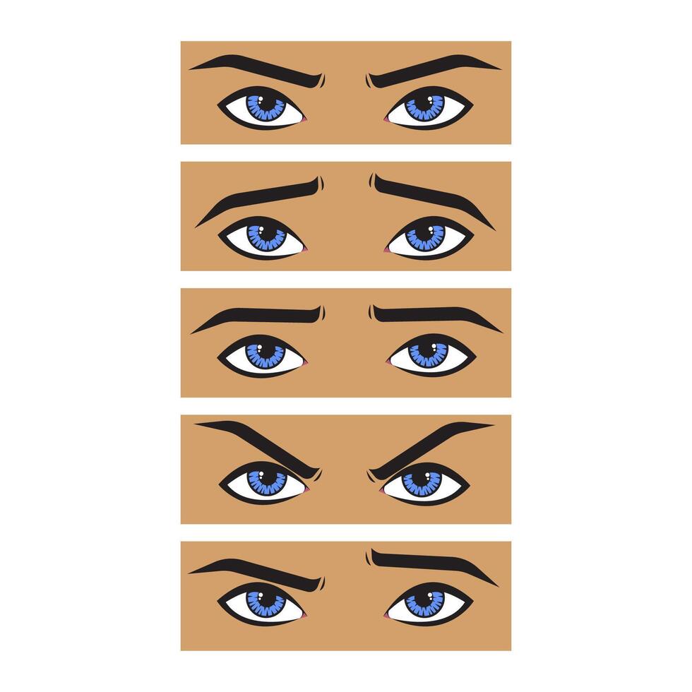 Cartoon expression eyes with different views vector