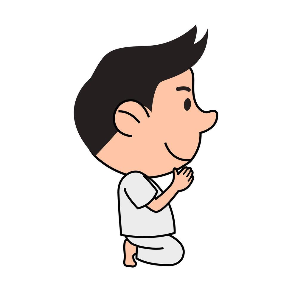 Buddhist man pay respect with Thai style with sitting pose vector
