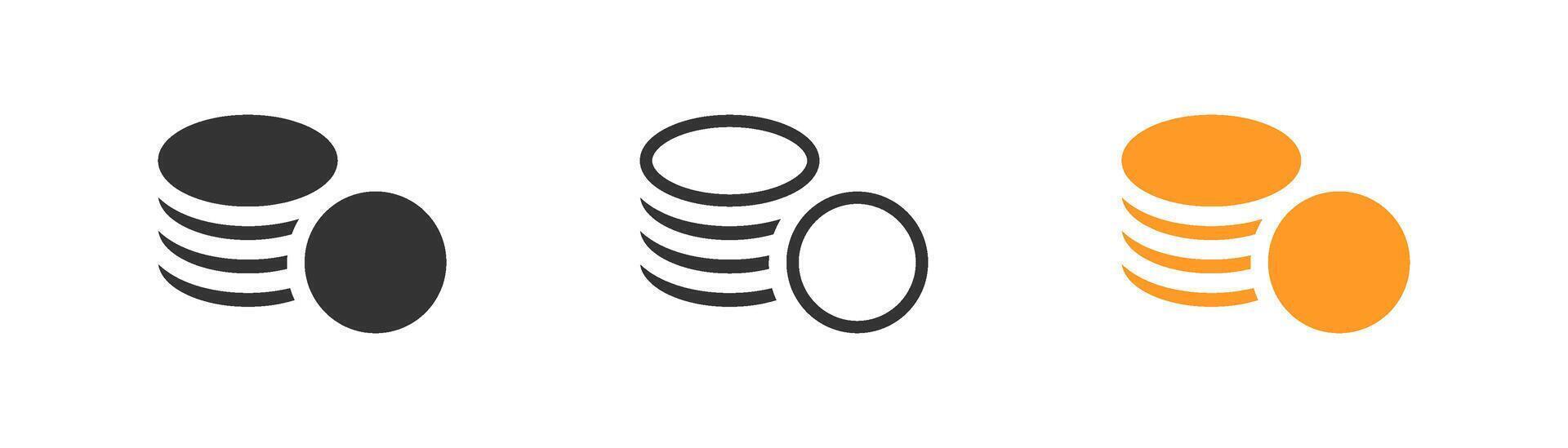 Stack of coins, money. Business and salary. Outline flat and colored vector illustration.