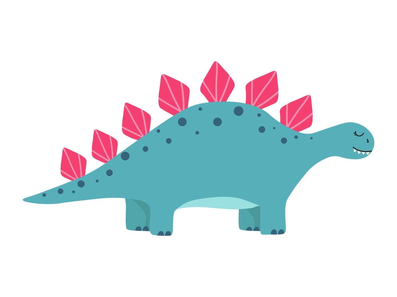 Illustration of cute cartoon dinosaur on white background. Can be used for children's room, sticker, t-shirt, mug and other design. Cute little stegosaurus. vector