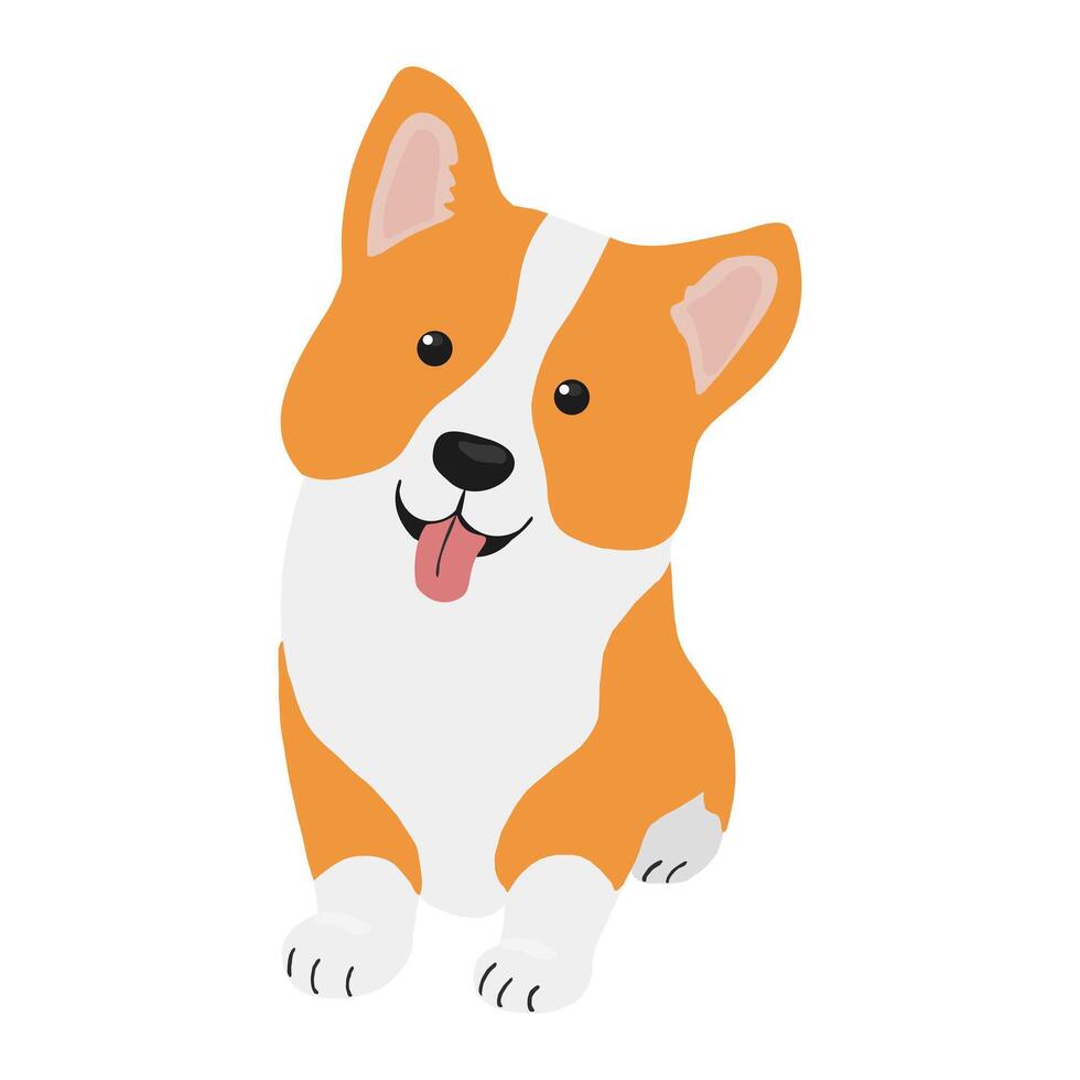 Corgi dog vector cartoon illustration. Cute friendly welsh corgi puppy, isolated on white background. Great for icon, symbol, card, children's book