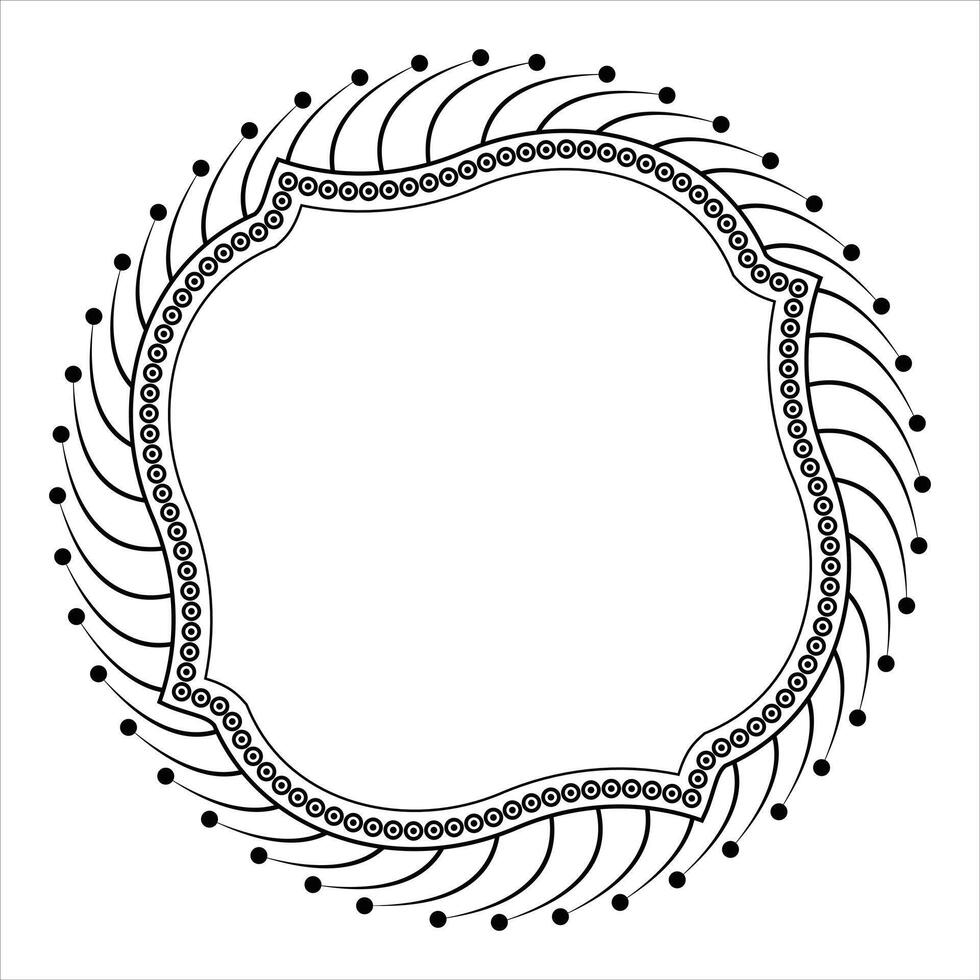 floral round frame wedding clipart black and white vector