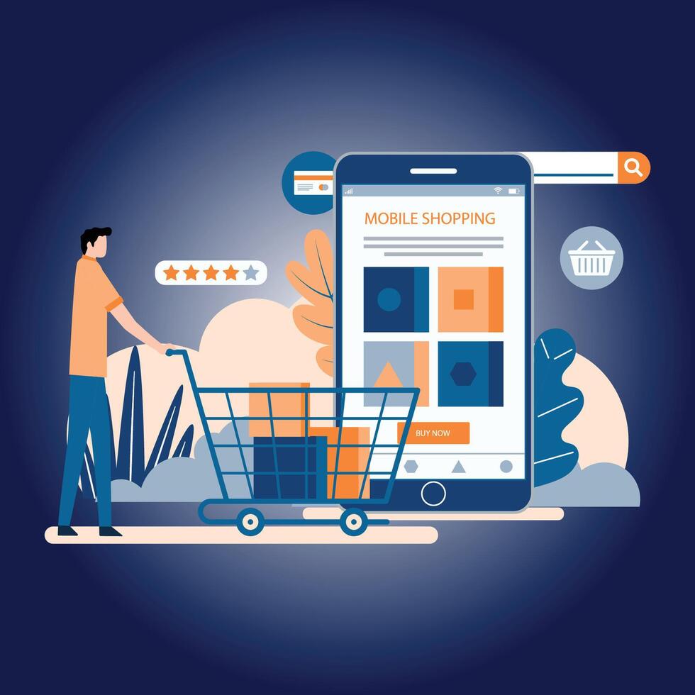 Purchase app idea landing page vector