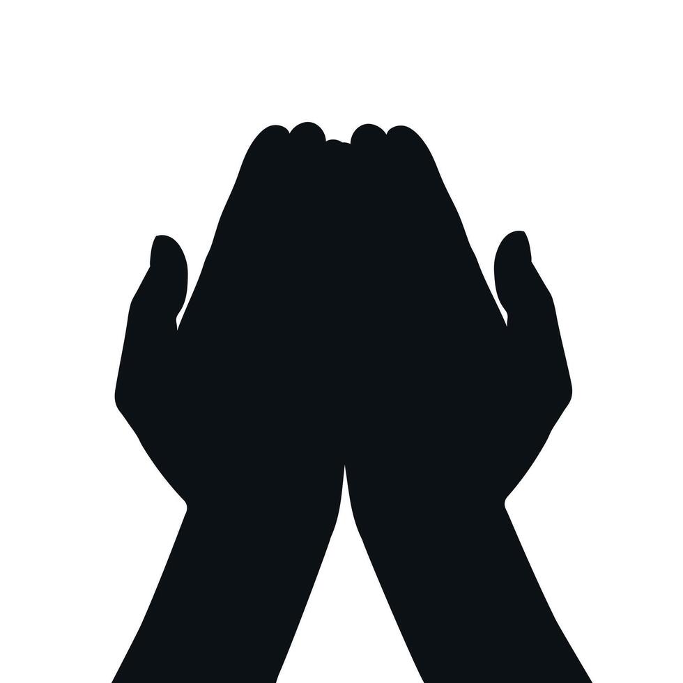Giving or taking hand gesture. Silhouette of cupped hands with open palms. Hands carefully holding something. Vector illustration