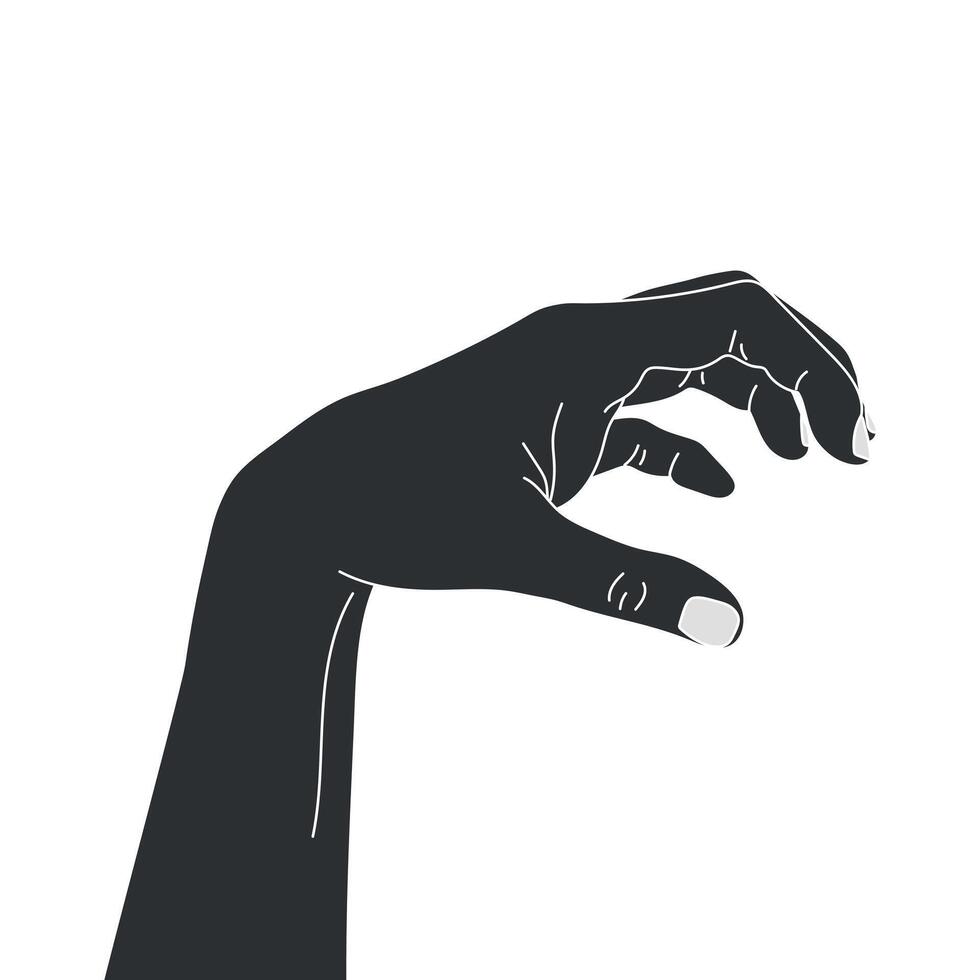 Human hand silhouette showing scary gesture. Monster claw hand. Creature scratching hand. Vector illustration