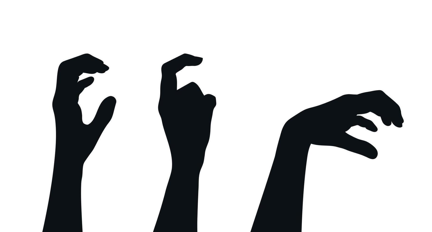 conjunto de humano manos siluetas demostración de miedo gestos monstruo garra mano. criatura rascarse mano. vector ilustración