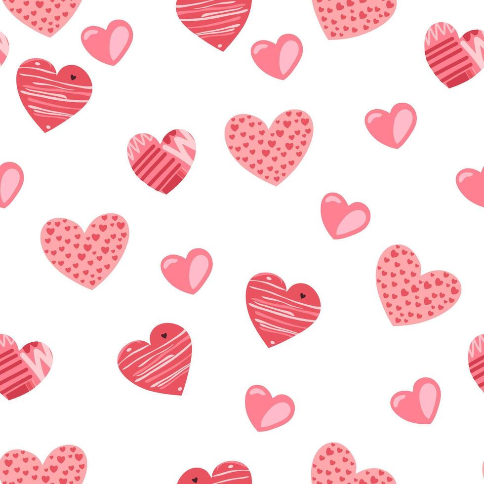 linda mano dibujado enamorado corazón sin costura patrón, linda romántico antecedentes para San Valentín día, de la madre día, textil, fondo de pantalla, signo. vector diseño