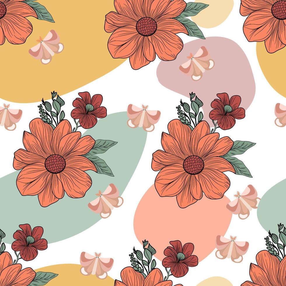 resumen multicolor floreciente flores motivo arreglo con medio tono, todas terminado vector diseño con antecedentes ilustración digital imagen para envase papel o textil impresión