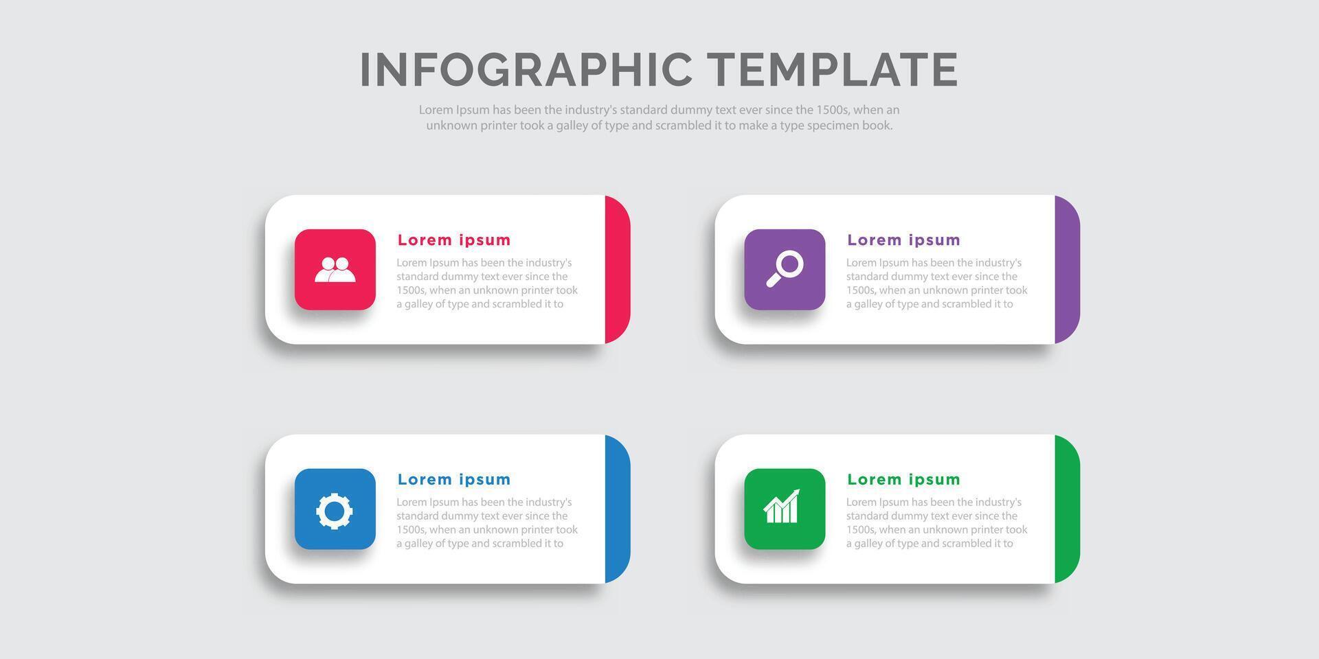 business infographic template with icons and 4 options or steps. Infographics for business concepts, presentations, workflow layouts, process diagrams, info graphics. vector