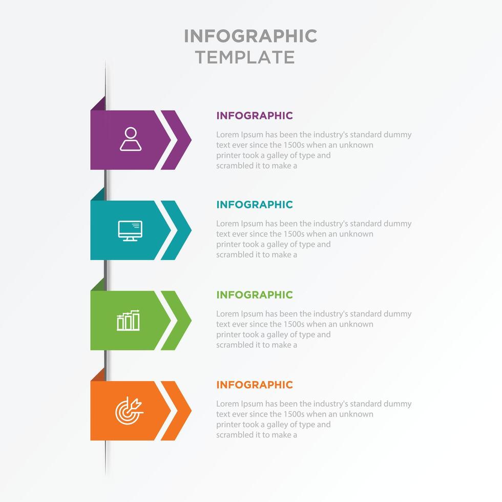 negocio infografía modelo creativo diseño 4 4 paso con icono vector