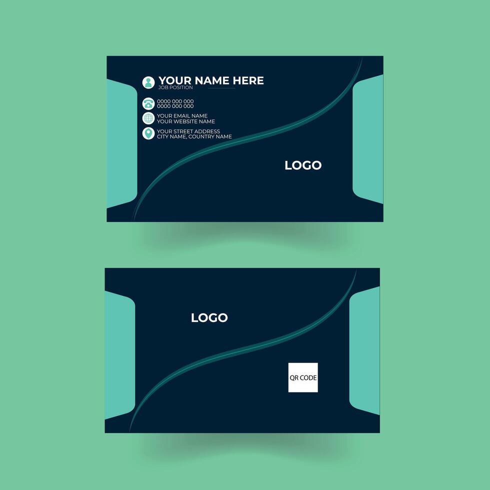 sencillo elegante negocio tarjeta con azul color diseño, profesional nombre tarjeta modelo vector