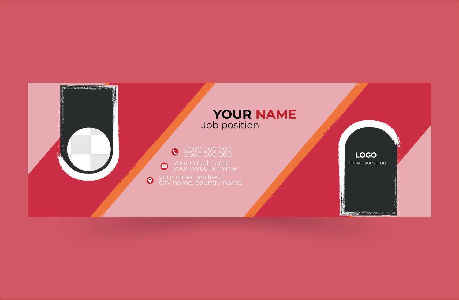 Modern Email signature and personal social media cover design template. Business email signature with a photo place vector
