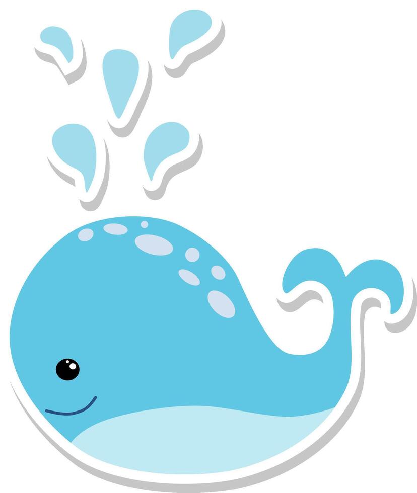 Cute cartoon whale sticker design vector