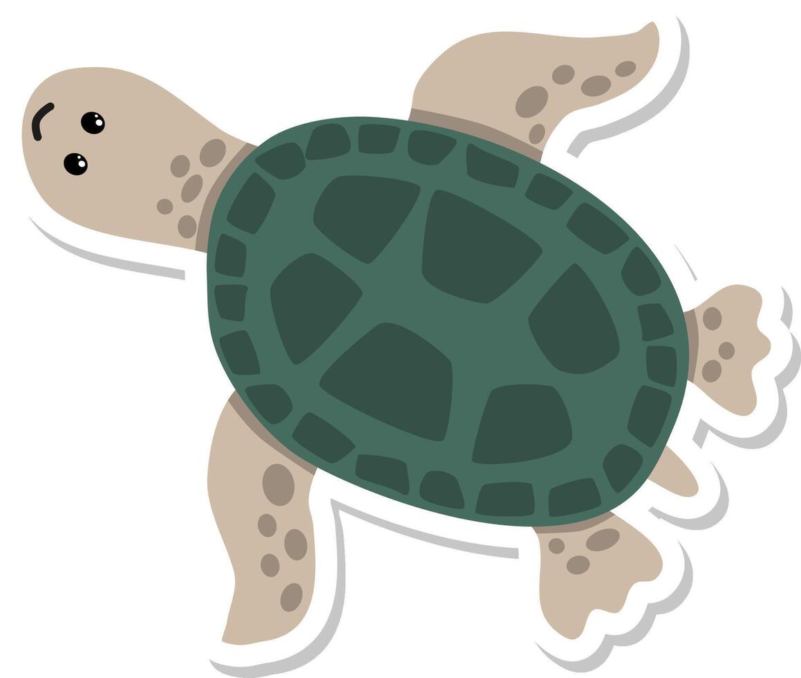 Cute cartoon turtle sticker design vector